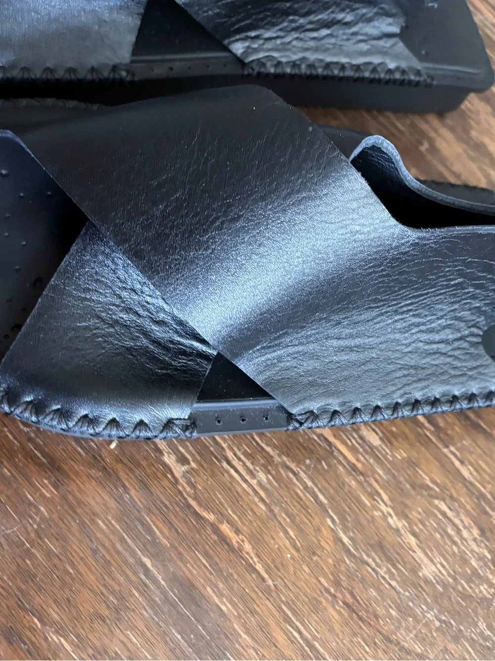 Y-3 Men's Black Leather Crisscross Sling Sandals